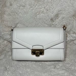 Michael Kors Kinsley Medium Flap Shoulder Bag Crossbody in Optic White